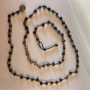 Elegant Black and Gold Beaded Necklace/wrap bracelet